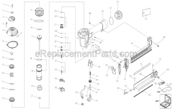 Page A Diagram and Parts List for D51236 Type 1 DeWALT Nailer