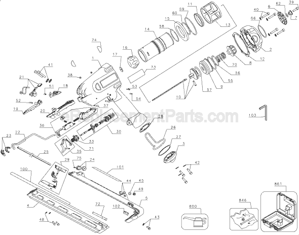 Page A Diagram and Parts List for D51275 Type 1 DeWALT Nailer