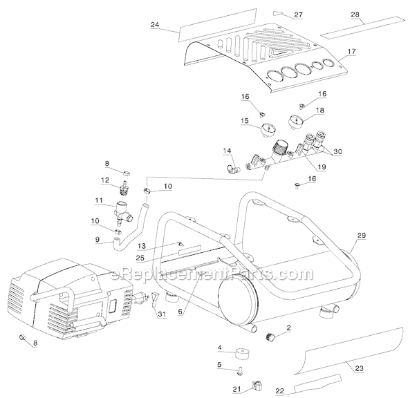 Page A Diagram and Parts List for D55141 Type 4 DeWALT Compressor