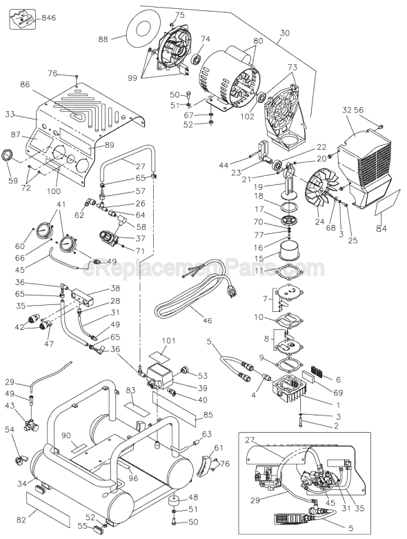 Page A Diagram and Parts List for D55143 Type 1 DeWALT Compressor