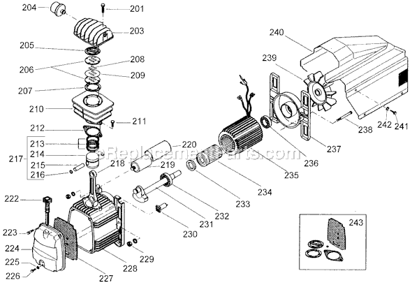 Page B Diagram and Parts List for D55152 Type 2 DeWALT Compressor