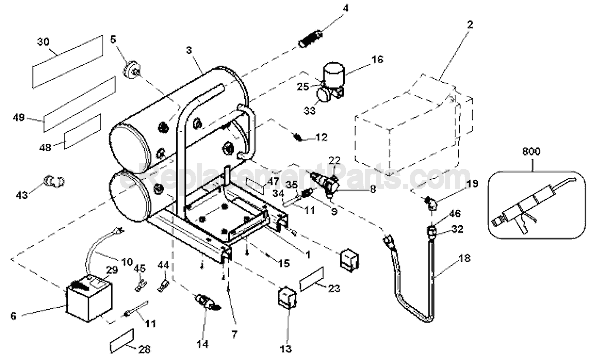 Page A Diagram and Parts List for D55153 Type 2 DeWALT Compressor