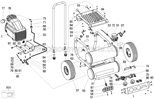 Page B Diagram and Parts List for D55154 Type 1 DeWALT Compressor
