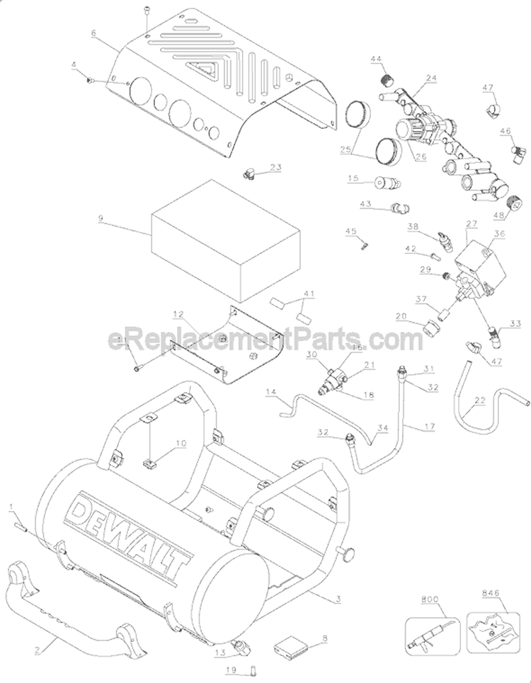 Page B Diagram and Parts List for D55155 Type 2 DeWALT Compressor