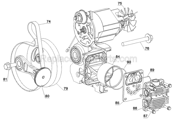 Page A Diagram and Parts List for D55167 Type 1 DeWALT Compressor