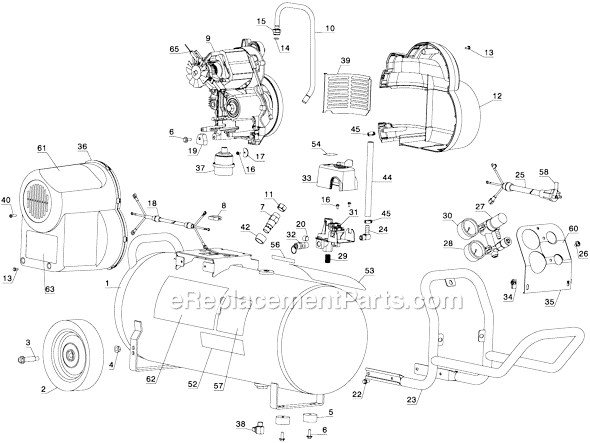 Page B Diagram and Parts List for D55167 Type 2 DeWALT Compressor