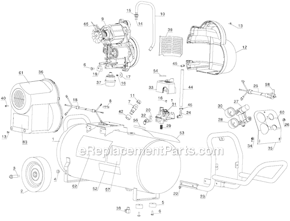 Page A Diagram and Parts List for D55167 Type 3 DeWALT Compressor