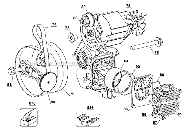 Page A Diagram and Parts List for D55168 Type 4 DeWALT Compressor