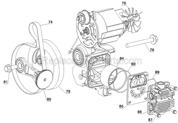 Page A Diagram and Parts List for D55168 Type 1 DeWALT Compressor