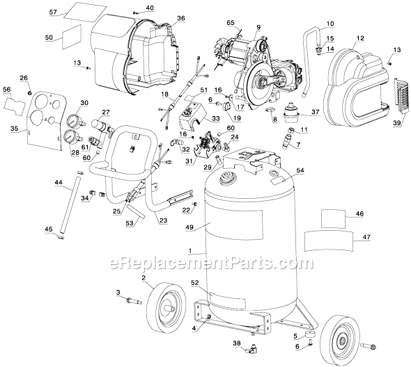 Page B Diagram and Parts List for D55168 Type 2 DeWALT Compressor