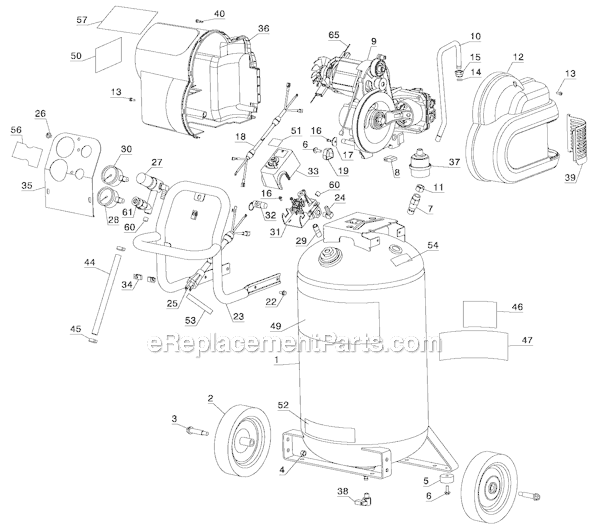 Page B Diagram and Parts List for D55168 Type 3 DeWALT Compressor