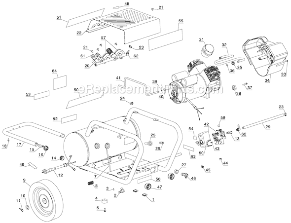 Page A Diagram and Parts List for D55171 Type 1 DeWALT Compressor