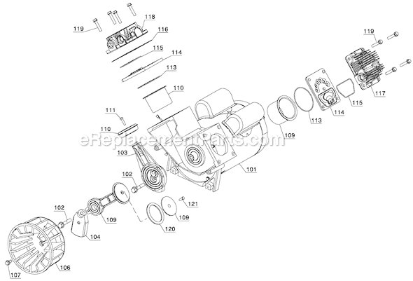 Page B Diagram and Parts List for D55171 Type 1 DeWALT Compressor