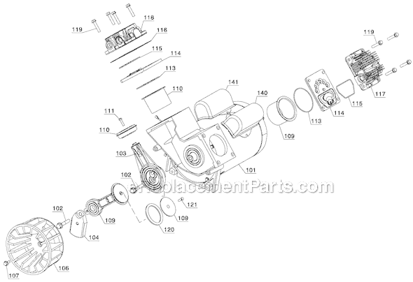 Page A Diagram and Parts List for D55171 Type 2 DeWALT Compressor