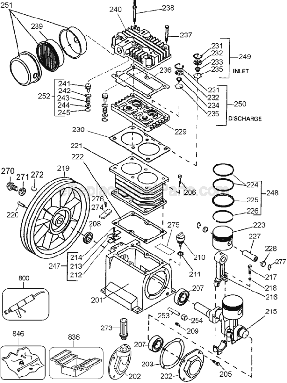 Page A Diagram and Parts List for D55180 Type 1 DeWALT Compressor