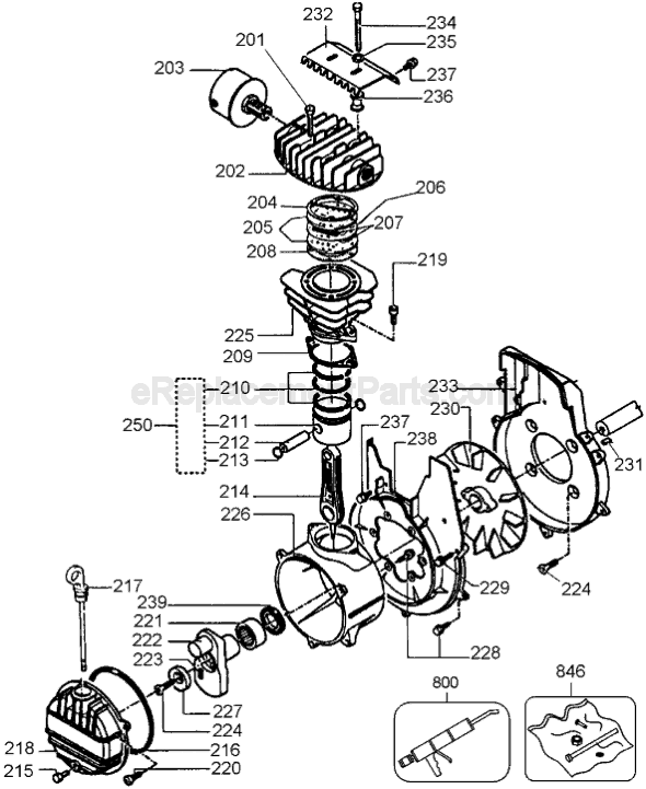 Page A Diagram and Parts List for D55250 Type 2 DeWALT Compressor