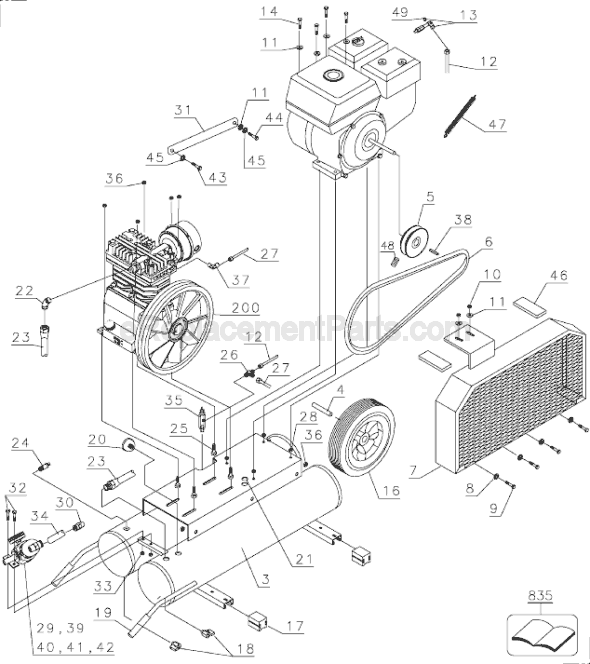 Page B Diagram and Parts List for D55270 Type 1 DeWALT Compressor