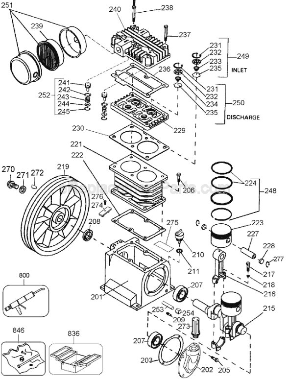 Page F Diagram and Parts List for D55270 Type 3 DeWALT Compressor