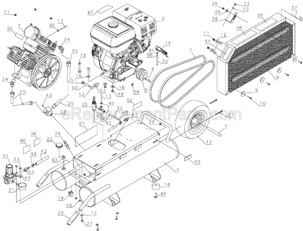 Page F Diagram and Parts List for D55271 Type 4 DeWALT Compressor