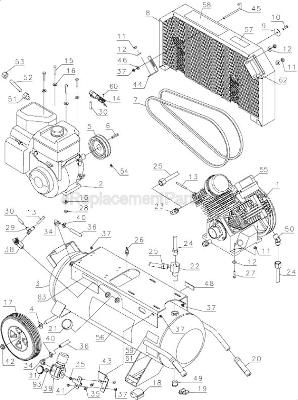 Page F Diagram and Parts List for D55275 Type 4 DeWALT Compressor