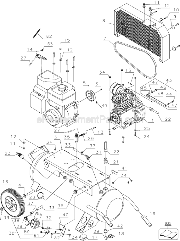 Page F Diagram and Parts List for D55276 Type 1 DeWALT Compressor