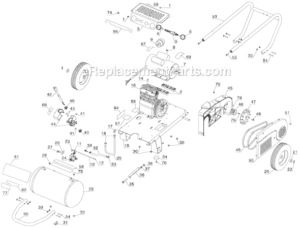Page A Diagram and Parts List for D55394 Type 1 DeWALT Compressor