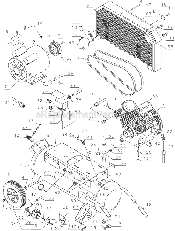 Page B Diagram and Parts List for D55395 Type 2 DeWALT Compressor