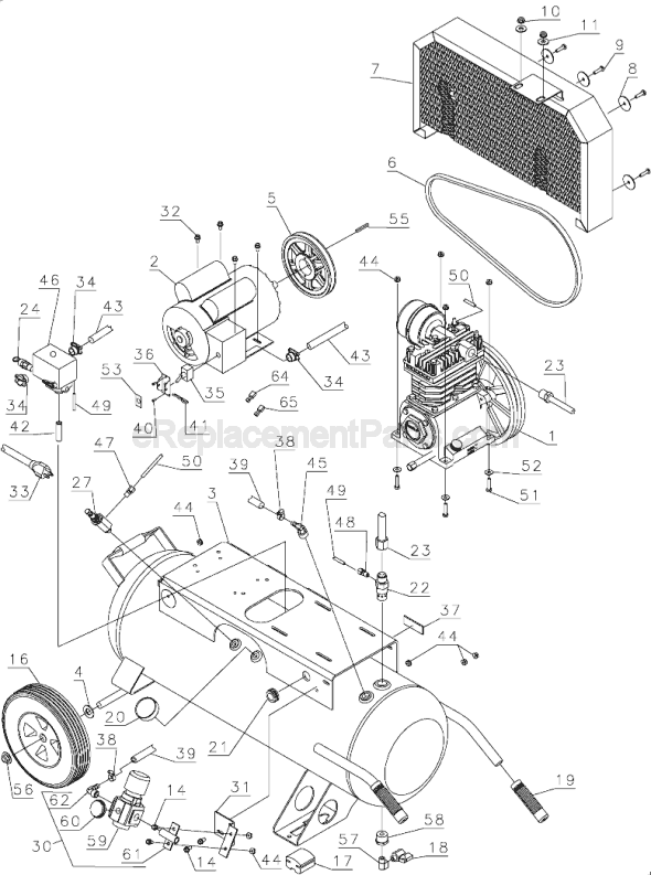 Page B Diagram and Parts List for D55575 Type 1 DeWALT Compressor