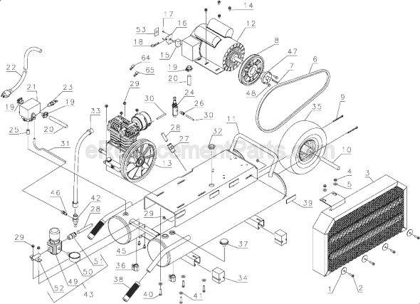 Page B Diagram and Parts List for D55580 Type 1 DeWALT Compressor