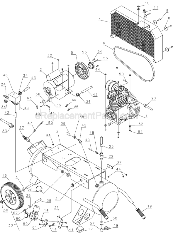 Page B Diagram and Parts List for D55585 Type 1 DeWALT Compressor