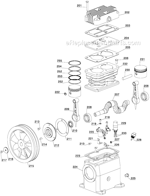 Page A Diagram and Parts List for D55684 Type 1 DeWALT Compressor