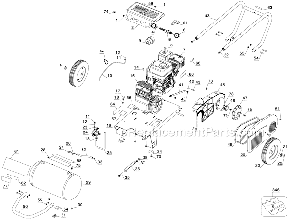 Page B Diagram and Parts List for D55684 Type 1 DeWALT Compressor