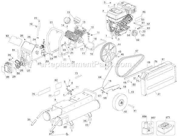 Page B Diagram and Parts List for D55690 Type 1 DeWALT Compressor
