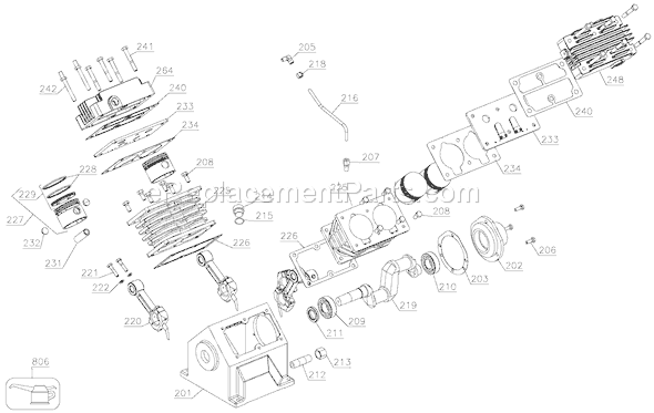 Page D Diagram and Parts List for D55690 Type 1 DeWALT Compressor