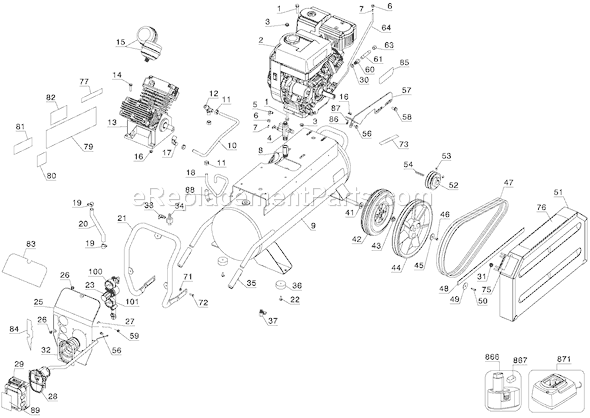 Page D Diagram and Parts List for D55695 Type 1 DeWALT Compressor