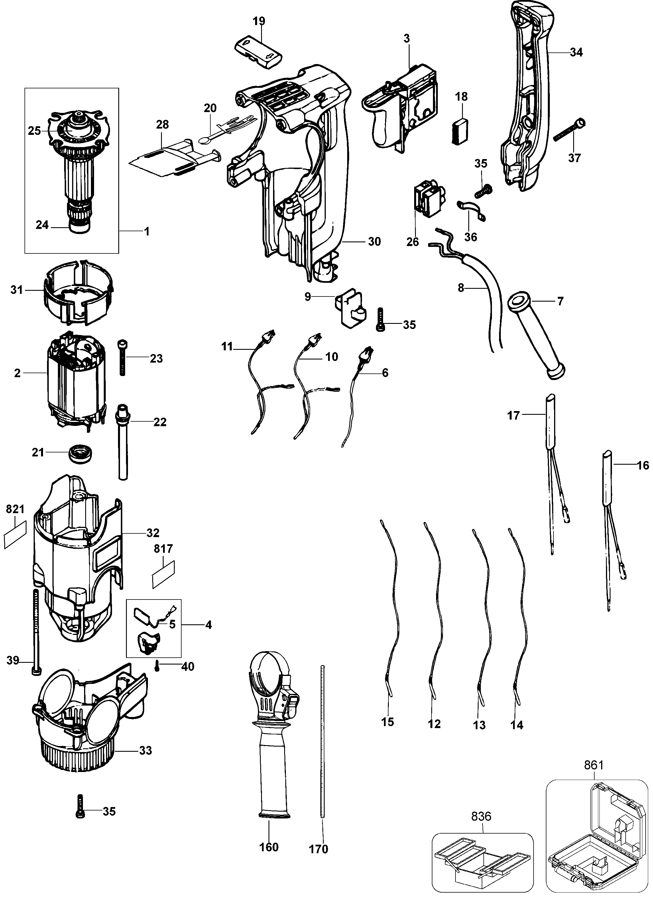 Page B Diagram and Parts List for D25314K 1 DeWALT Hammer