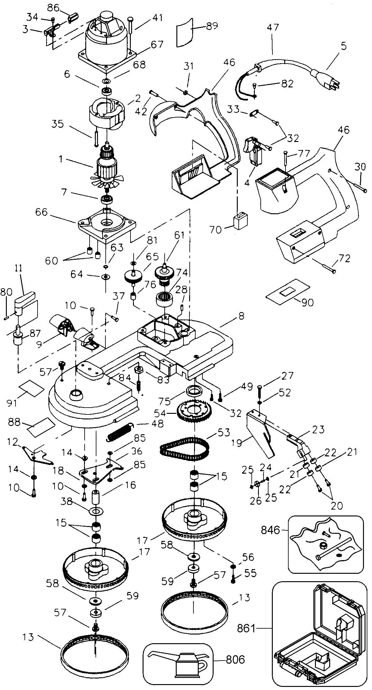 Page A Diagram and Parts List for DW328K 2 DeWALT Band Saw