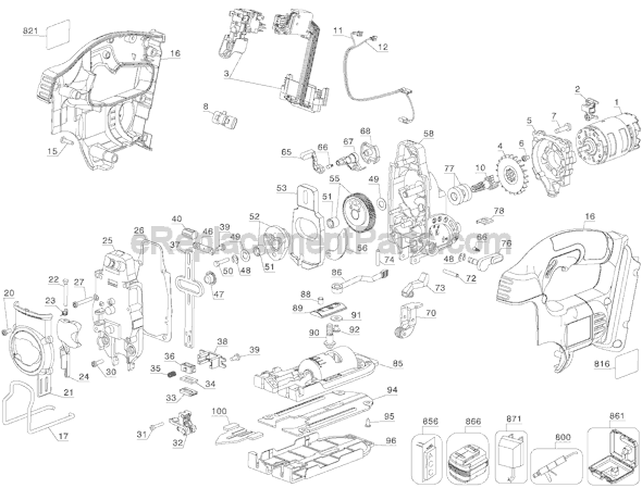 Page A Diagram and Parts List for DC318  DeWALT Jig Saw
