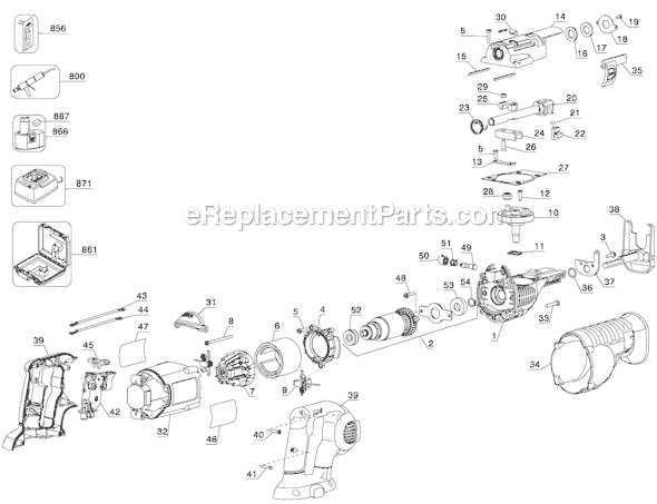 Page A Diagram and Parts List for DC385K-BR Type 2 DeWALT Reciprocating Saw