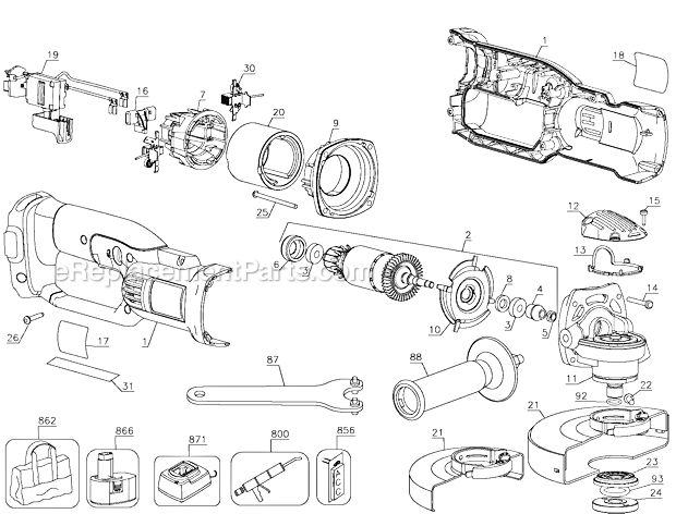 Page A Diagram and Parts List for DC411KA Type 1 DeWALT Chop Saw