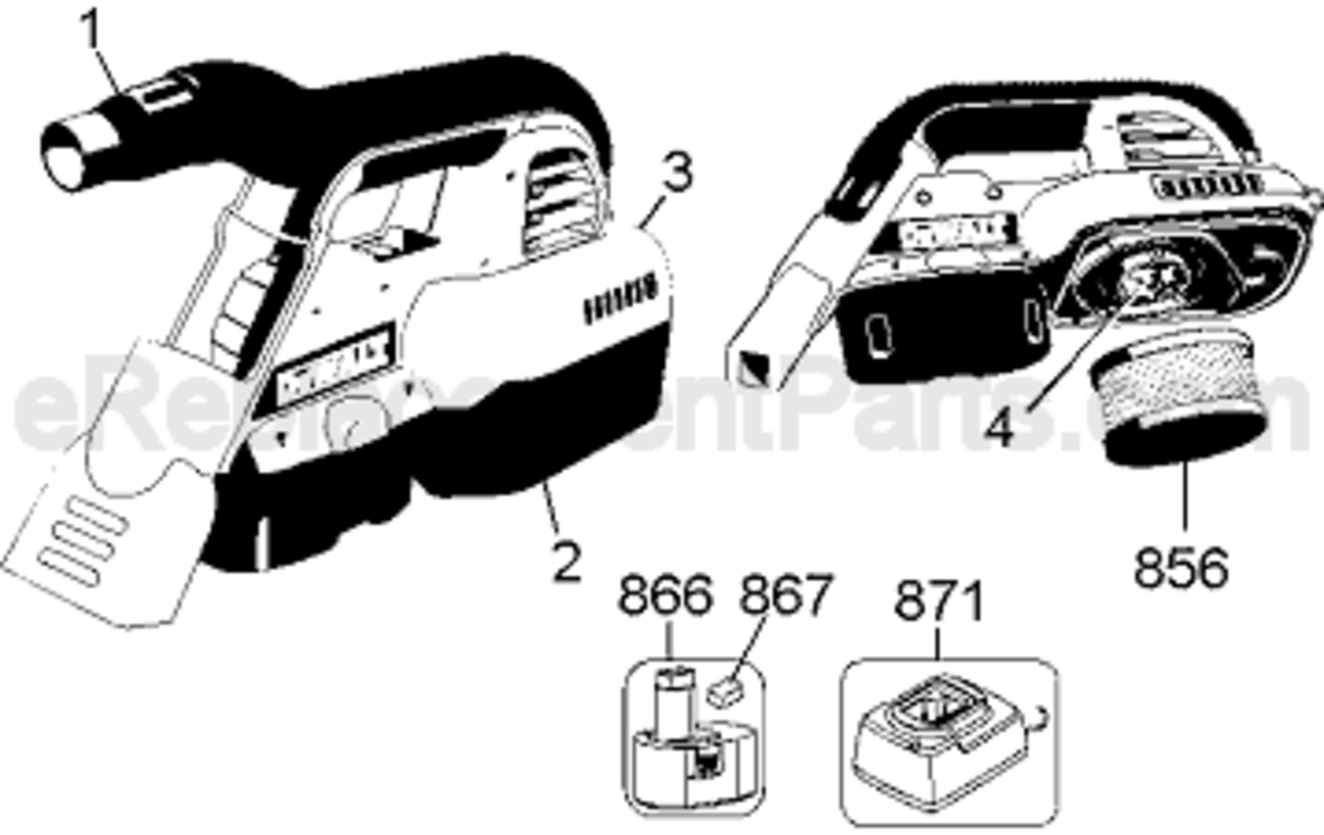 Page A Diagram and Parts List for DC515 Type 1 DeWALT Utility Vacuum
