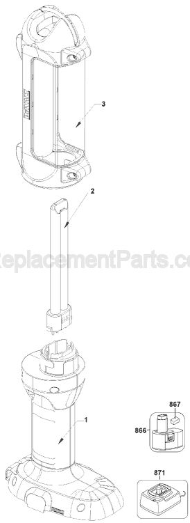 Page A Diagram and Parts List for DC528 Type 1 DeWALT Worklight & Flashlight