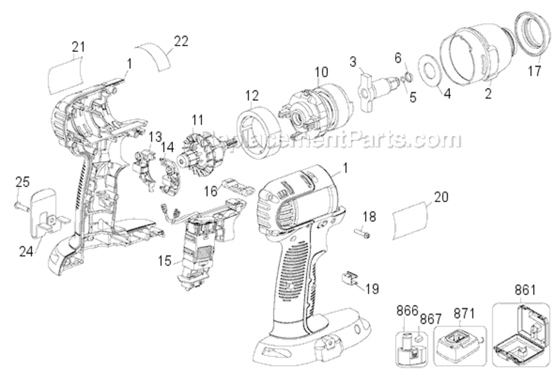 Page A Diagram and Parts List for DC841  DeWALT Impact Driver