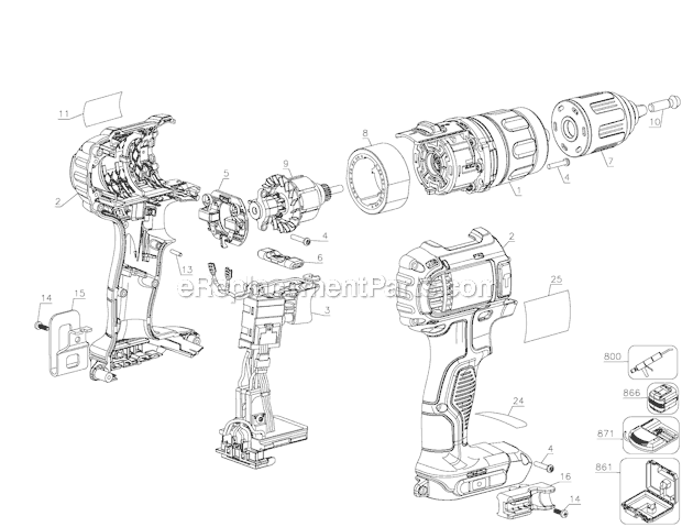 Page A Diagram and Parts List for DCD780C2-B2 Type 1 DeWALT Cordless Drill