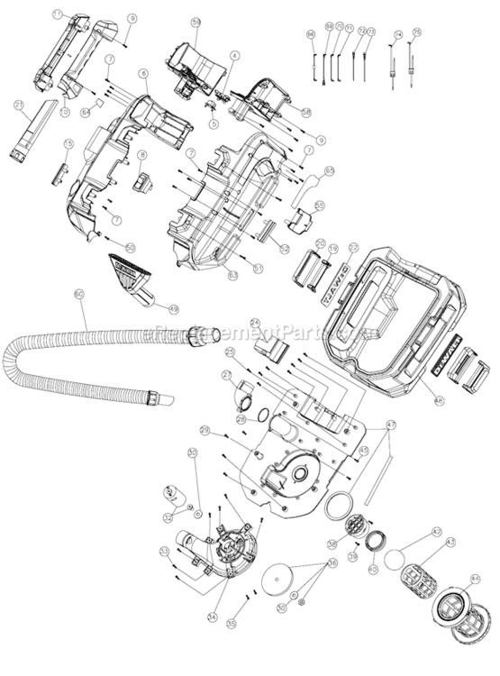 Page A Diagram and Parts List for DCV580  DeWALT Utility Vacuum