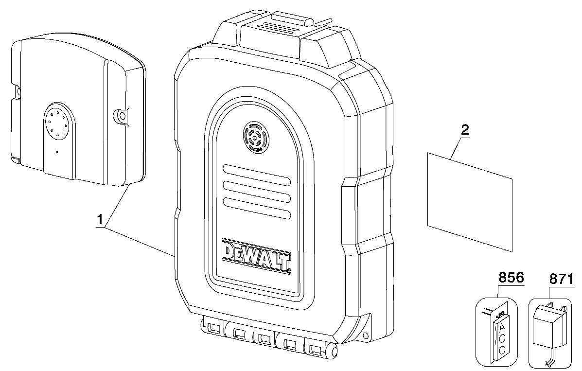 Default Diagram and Parts List for DS505K Type 1 DeWALT Laser Level