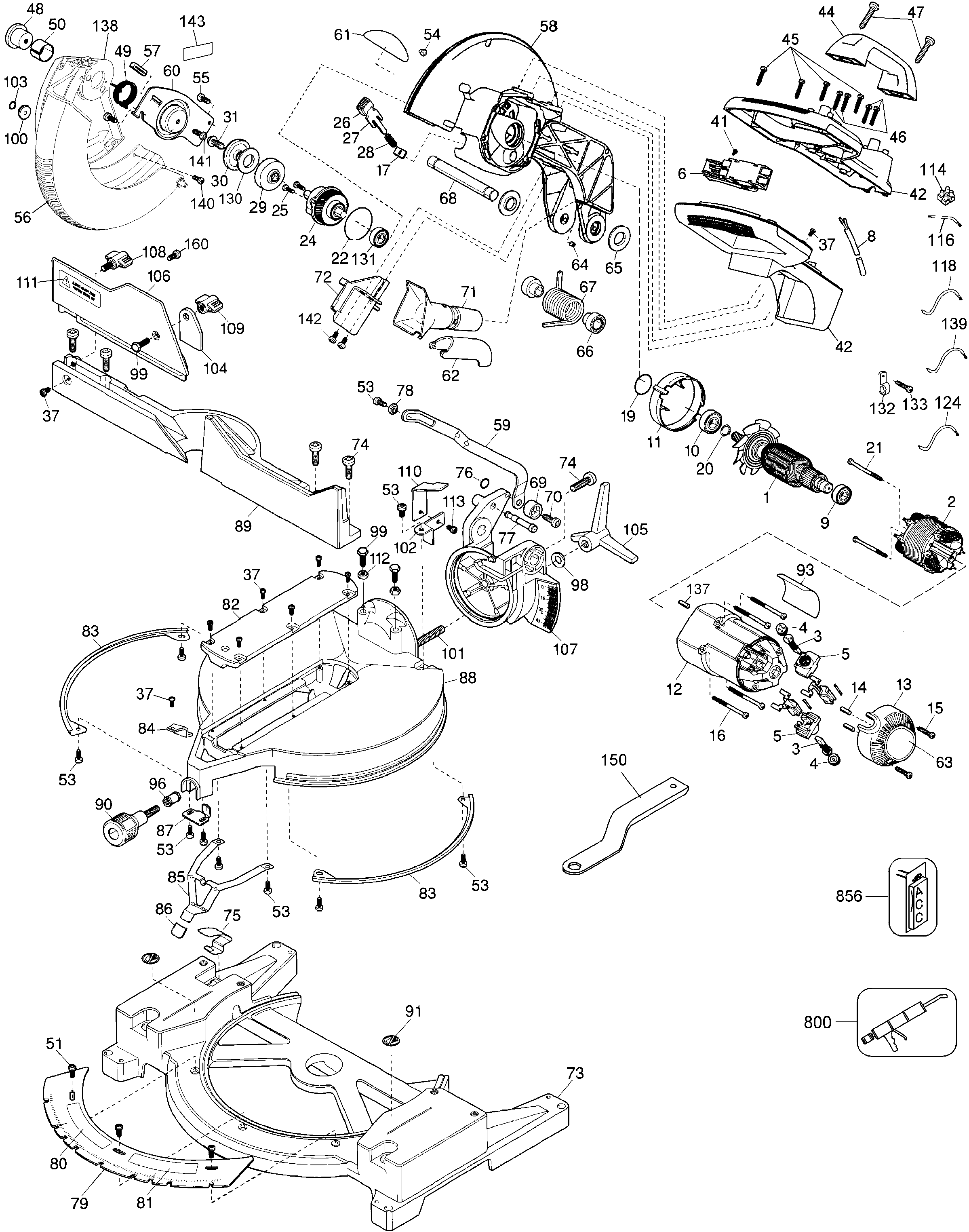 Page A Diagram and Parts List for DW705-B2 6 DeWALT Miter Saw