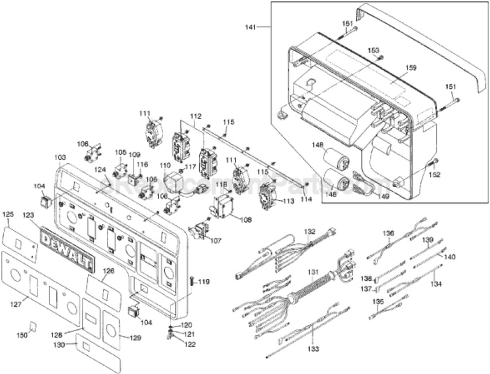 Page B Diagram and Parts List for DG6000 Type 1 DeWALT Generator
