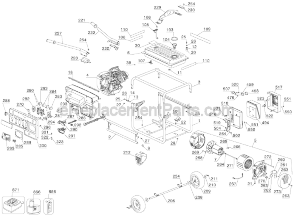 Page A Diagram and Parts List for DG7000B  DeWALT Generator