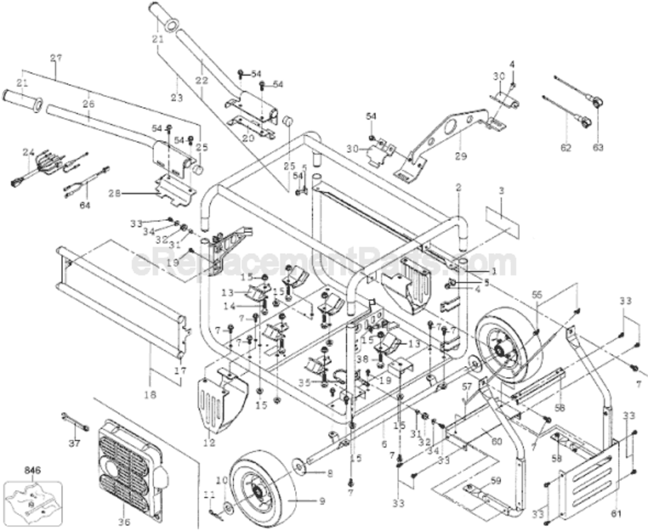 Page E Diagram and Parts List for DG7000E Type 1 DeWALT Generator